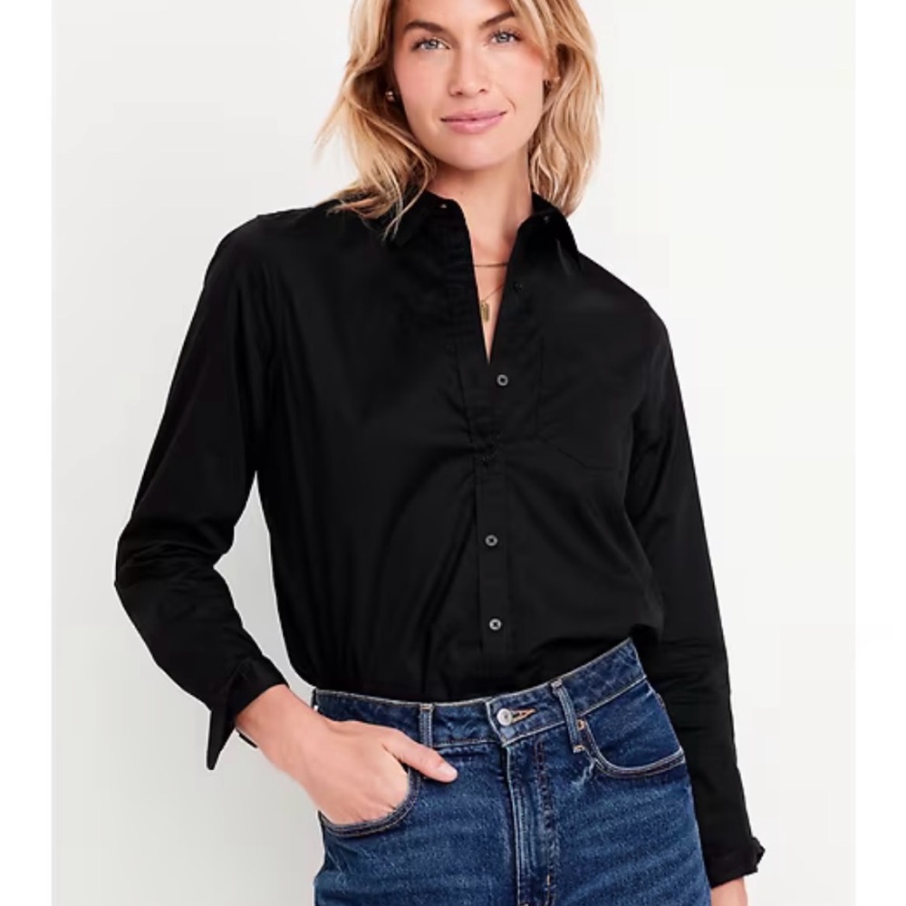 Black Button-Up Boyfriend Shirt
